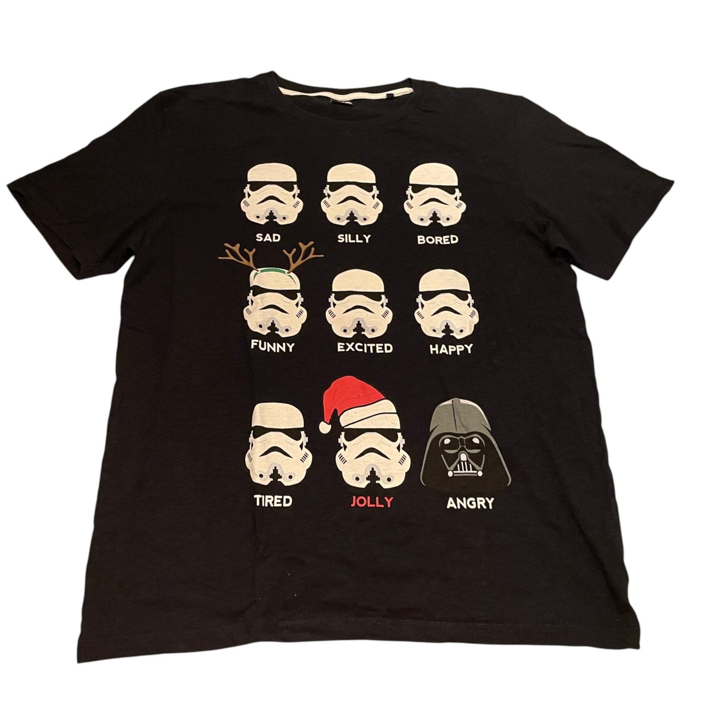 Next XL men's black t-shirt Christmas Star Wars cotton