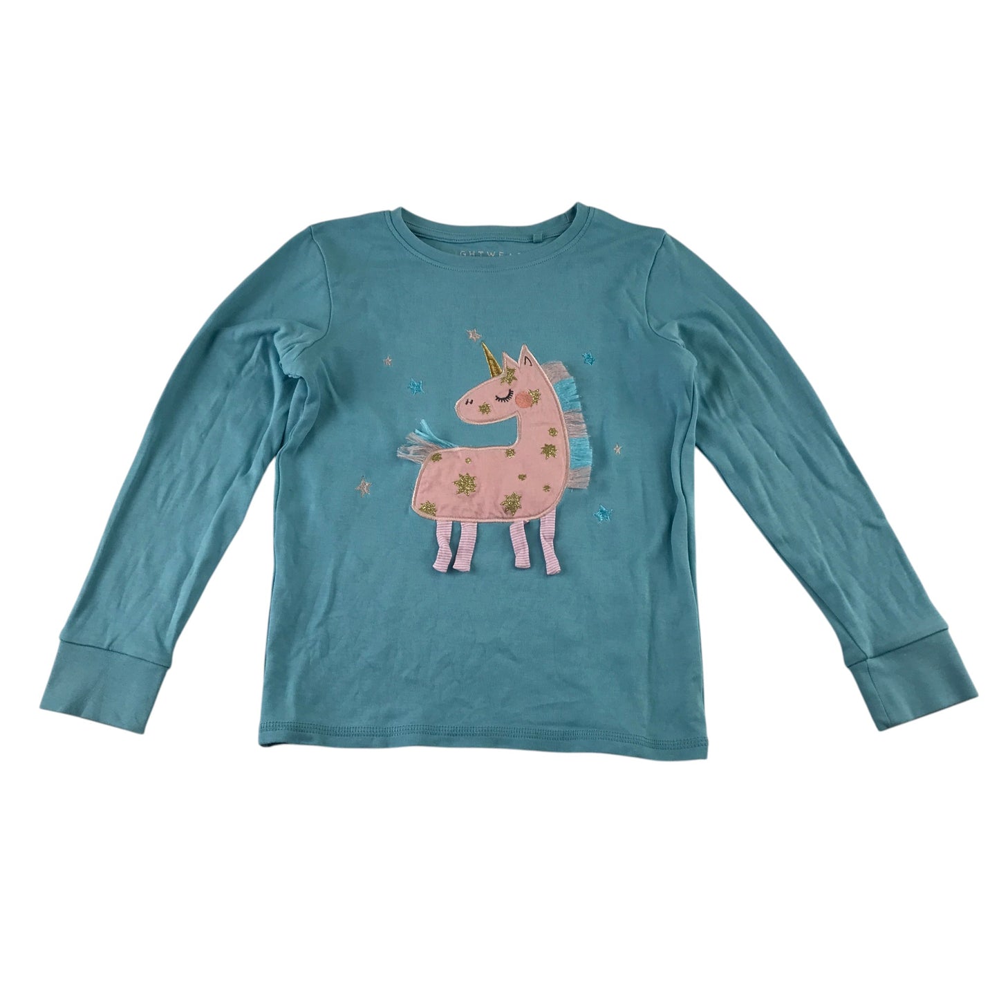 Next and George pyjama set 6-7 years blue unicorn top and pink shorts cotton