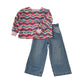 Next and M&S 5-6 years green and pink top and jeans bundle stripy love hearts
