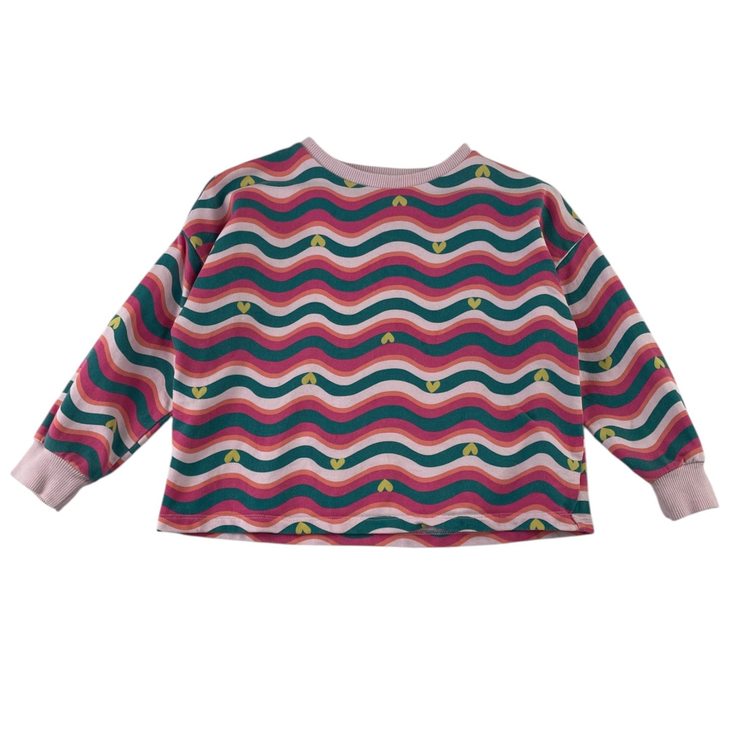 Next and M&S 5-6 years green and pink top and jeans bundle stripy love hearts