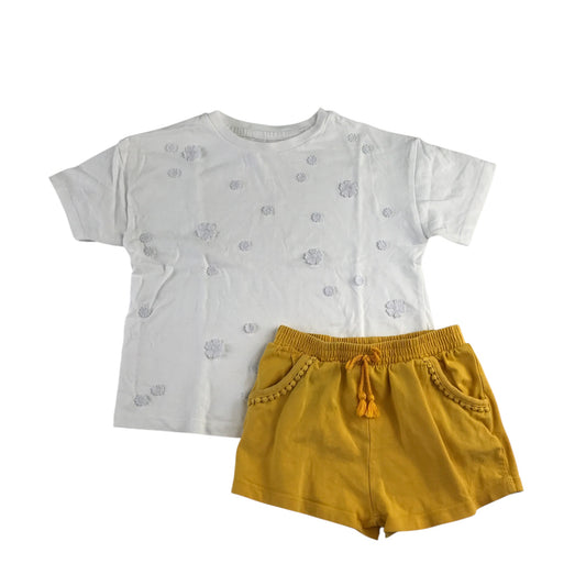 Next and Tu Summer bundle 4-5 years white t-shirt yellow shorts cotton elastane
