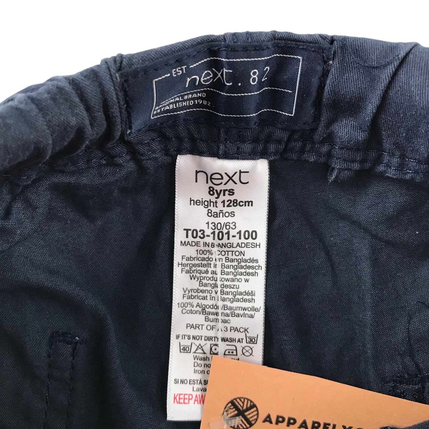 Next and M&Co 7-8 years shorts bundle navy and grey cotton
