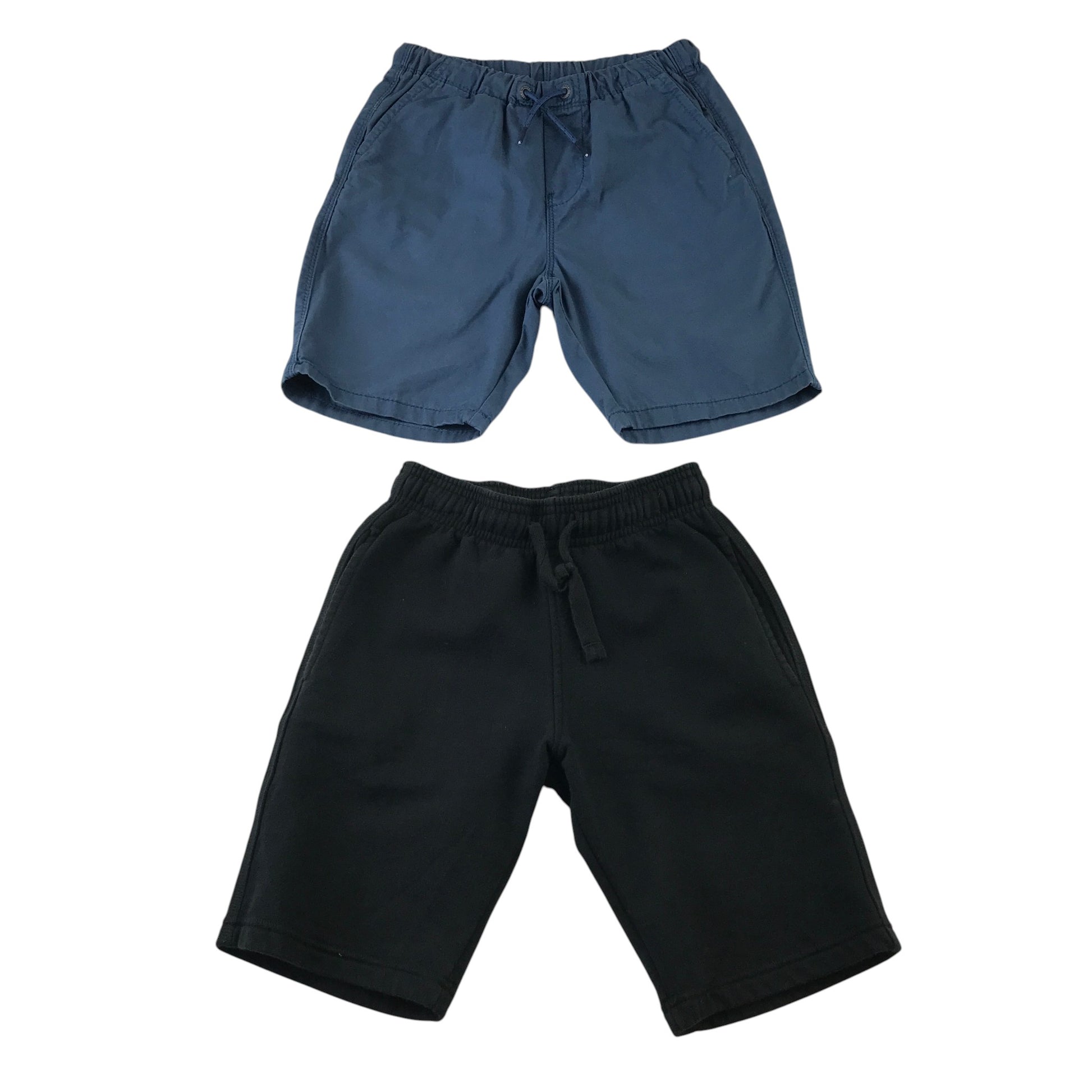 Next and M&S 7-8 years shorts bundle black jersey and blue cotton polyester