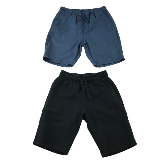 Next and M&S 7-8 years shorts bundle black jersey and blue cotton polyester