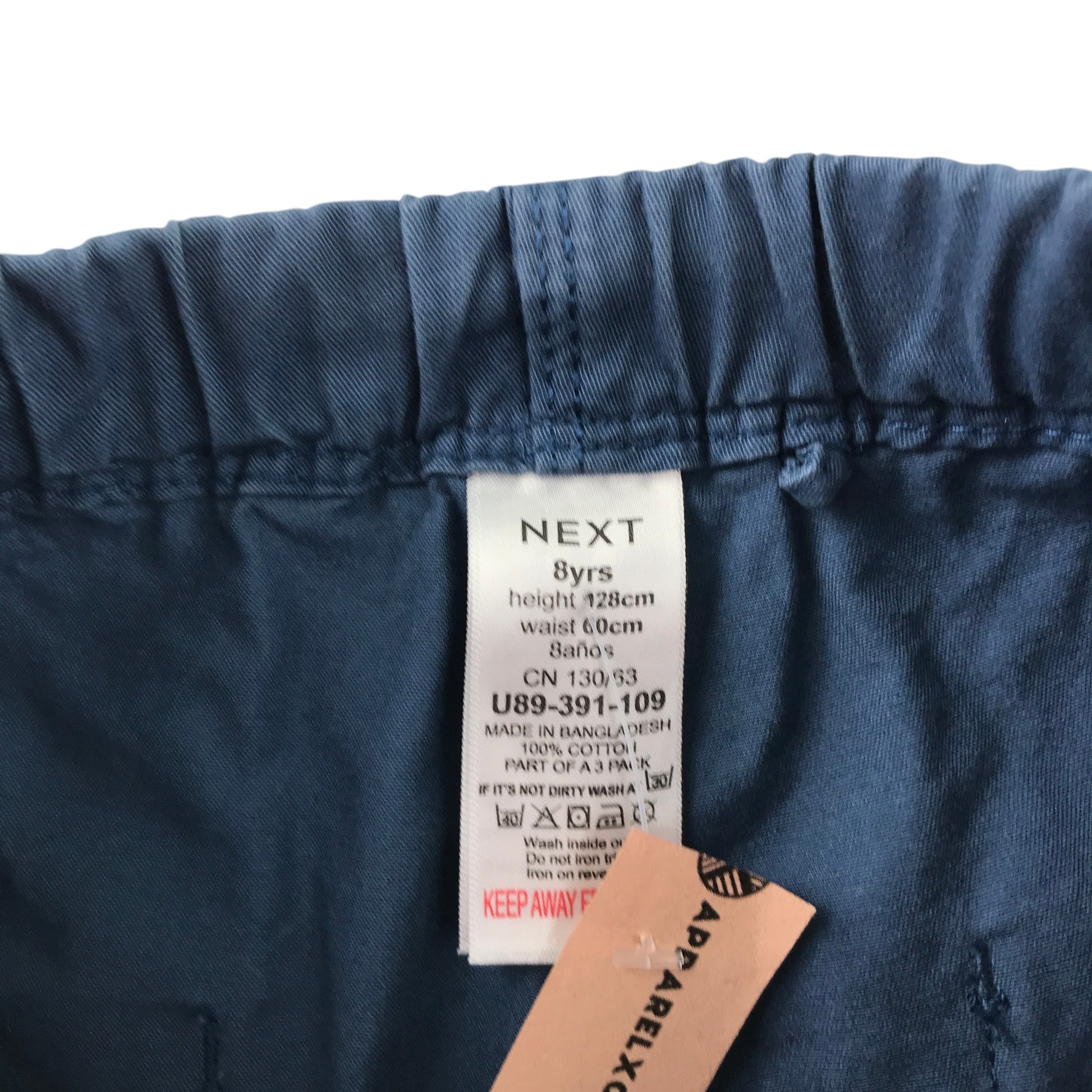 Next and M&S 7-8 years shorts bundle black jersey and blue cotton polyester
