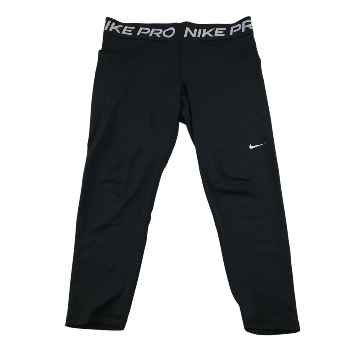 Nike PRO size L women's black sport leggings cropped legs polyester elastane