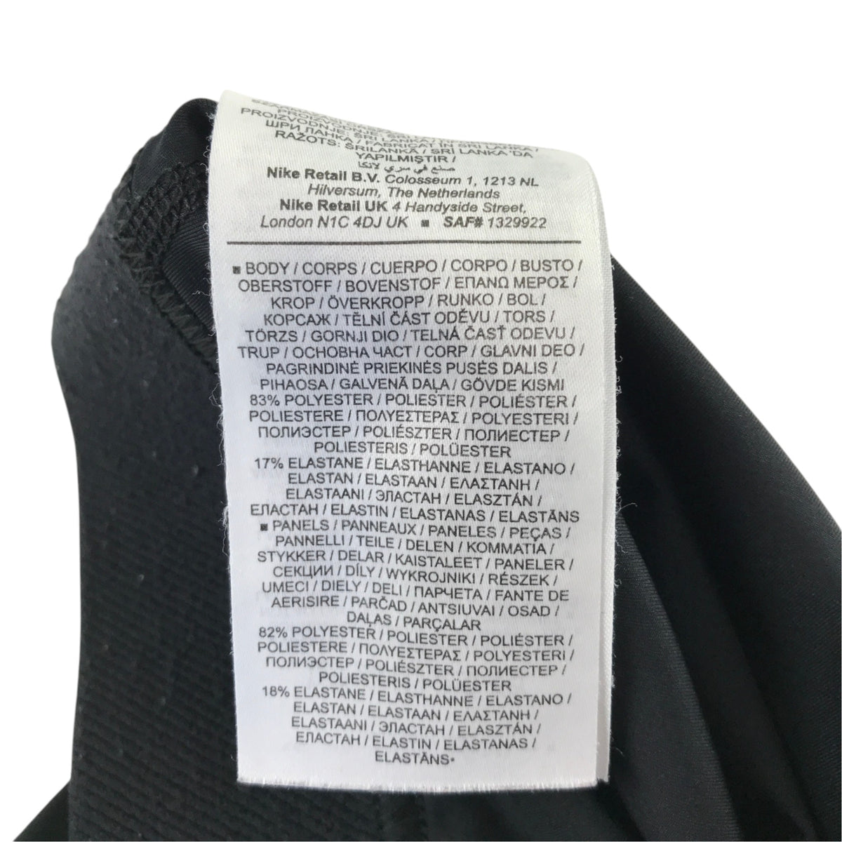 Nike PRO size L women's black sport leggings cropped legs polyester elastane