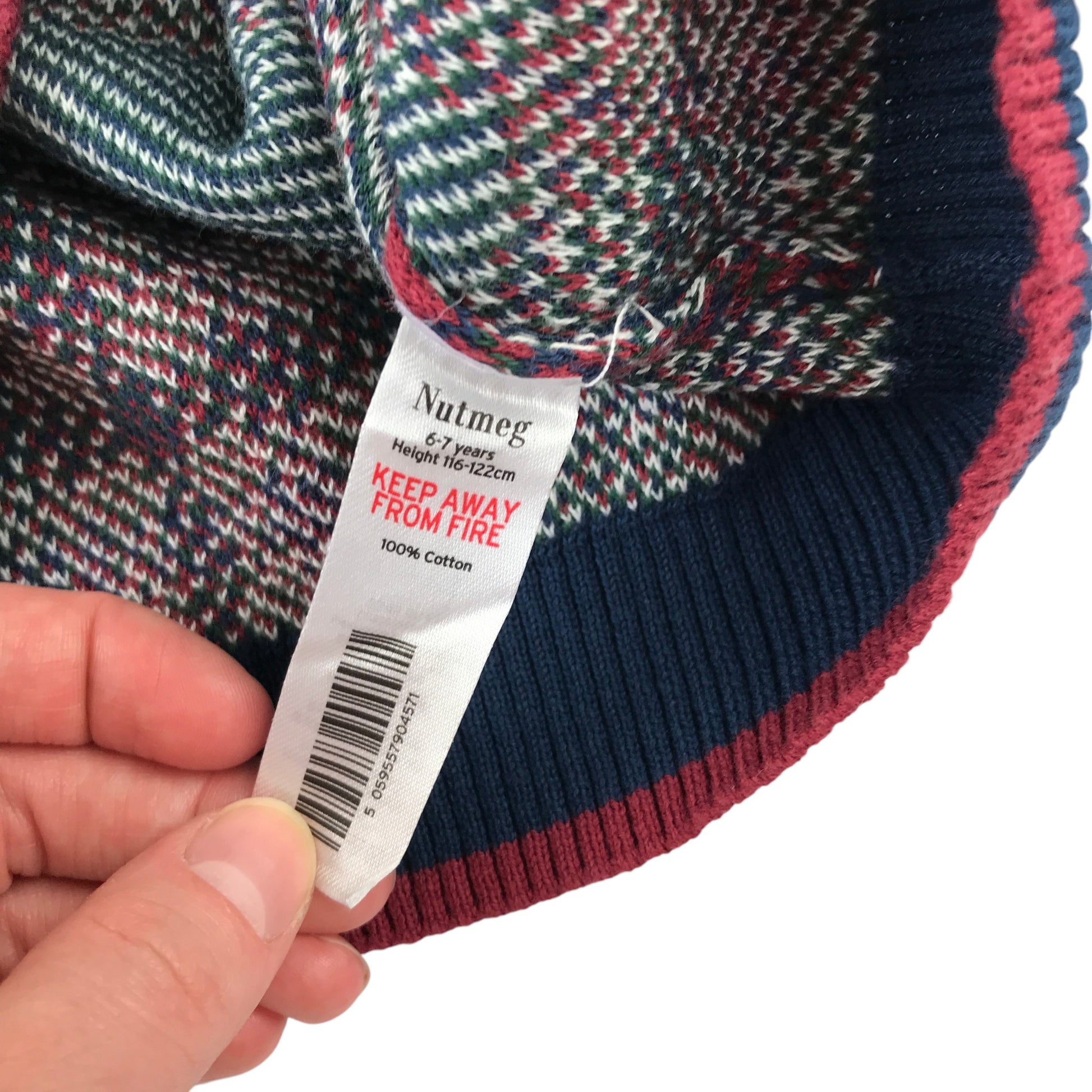 Nutmeg 6-7 years red navy check cotton jumper with collars