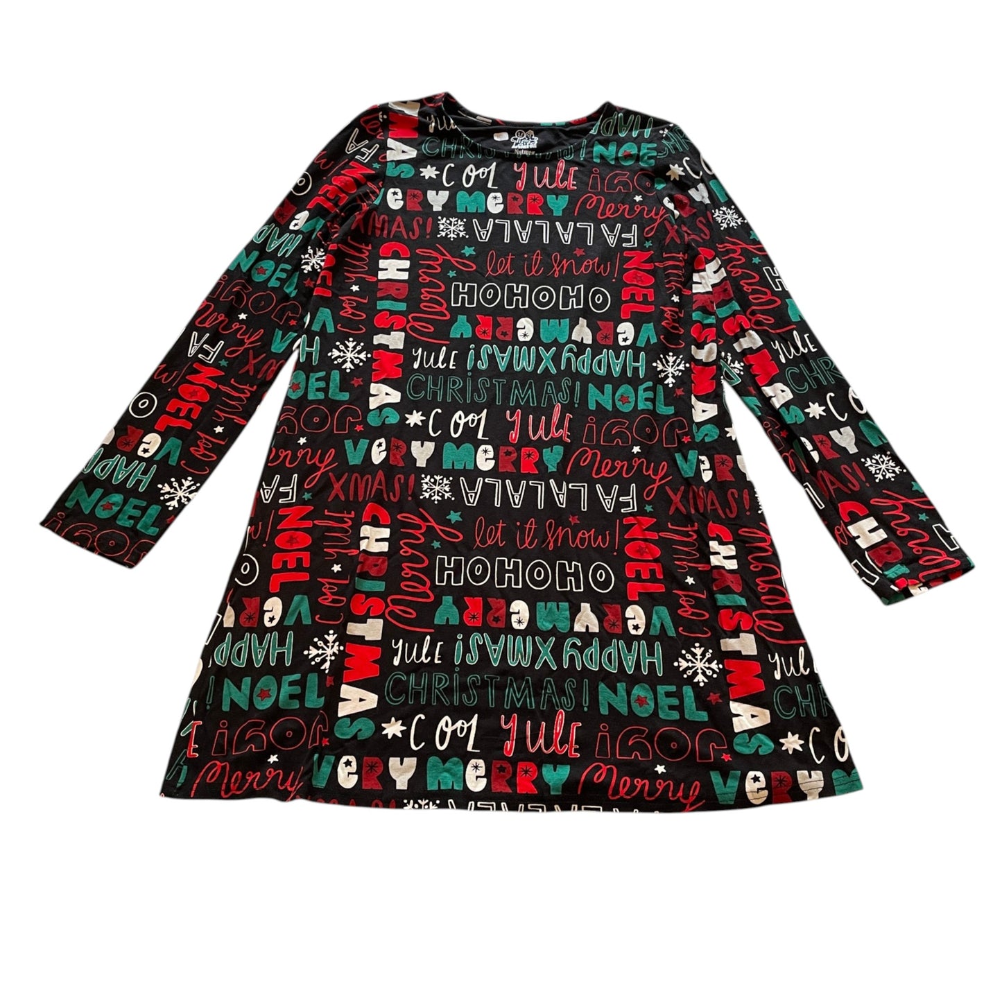 Nutmeg 10-11 years black festive print dress viscose elastane