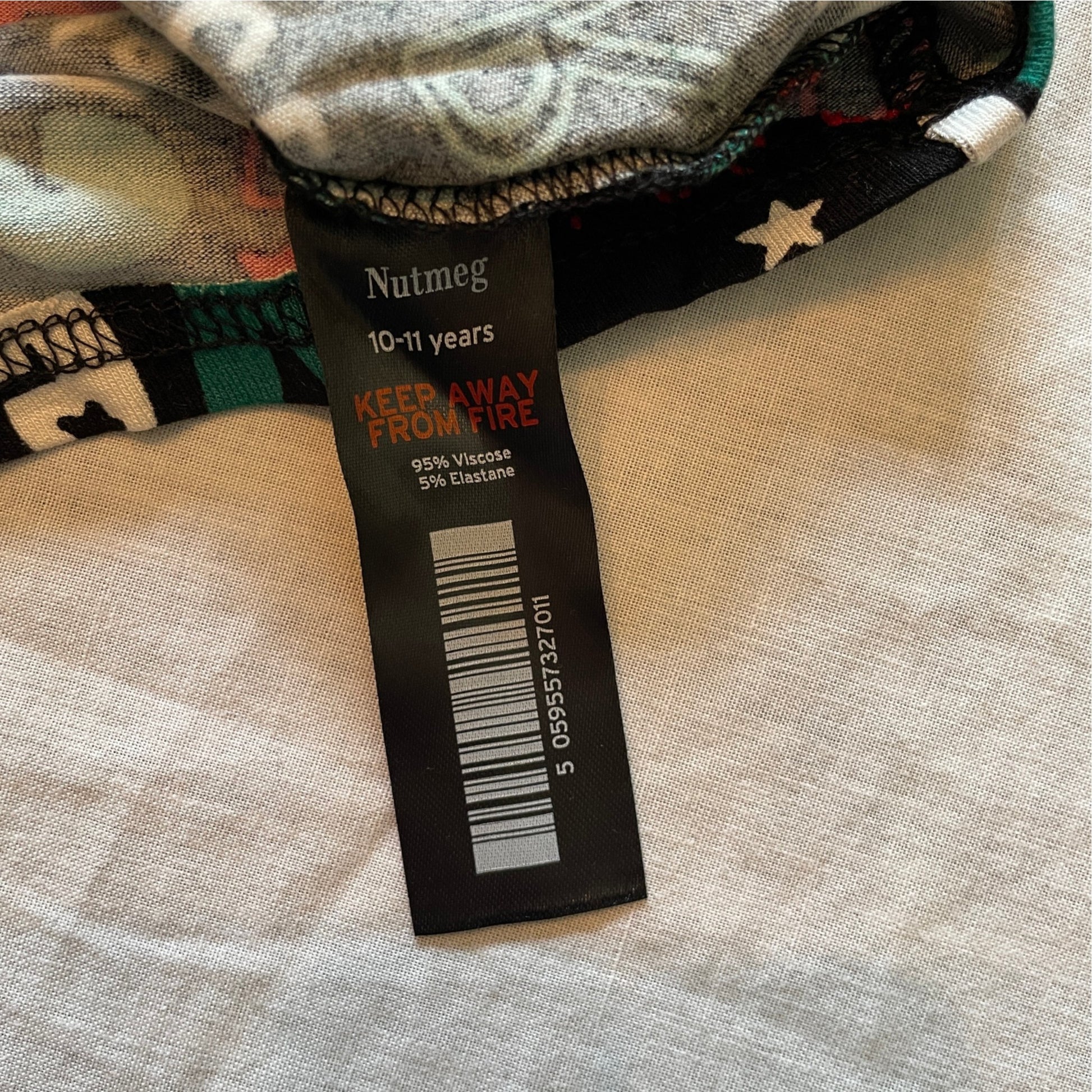 Nutmeg 10-11 years black festive print dress viscose elastane