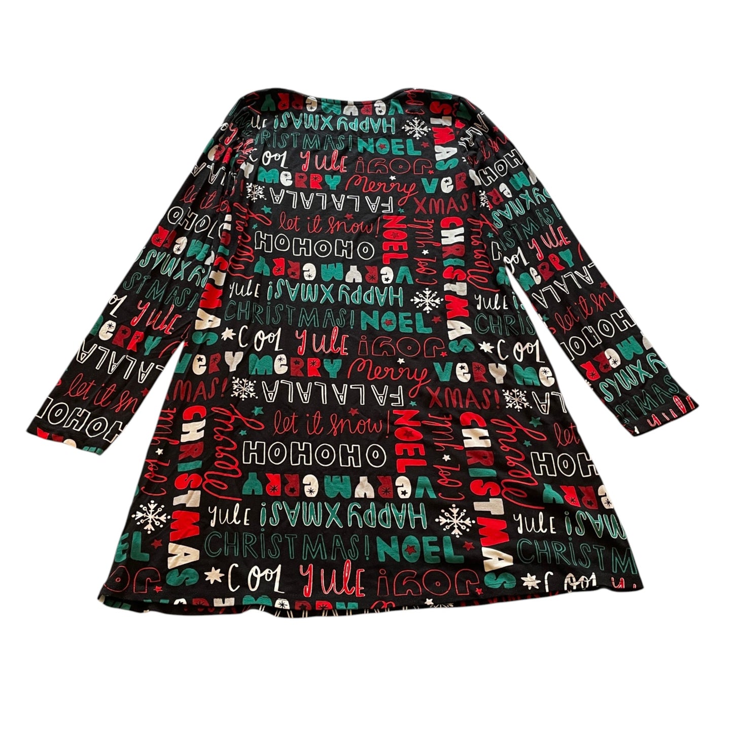 Nutmeg 10-11 years black festive print dress viscose elastane