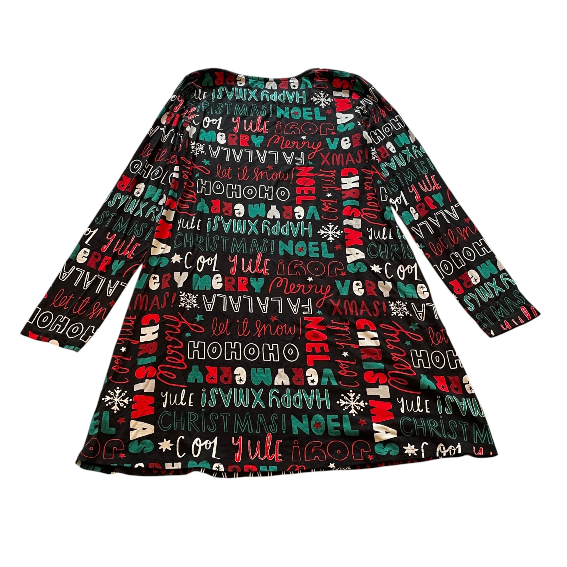 Nutmeg 10-11 years black festive print dress viscose elastane