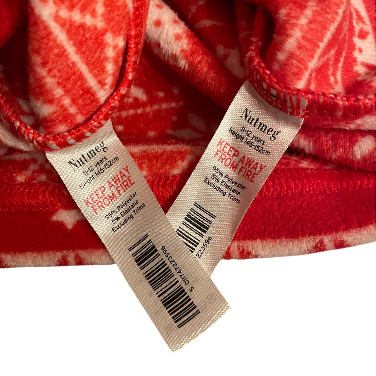 Nutmeg 11-12 years red pyjama set Christmas polyester elastane