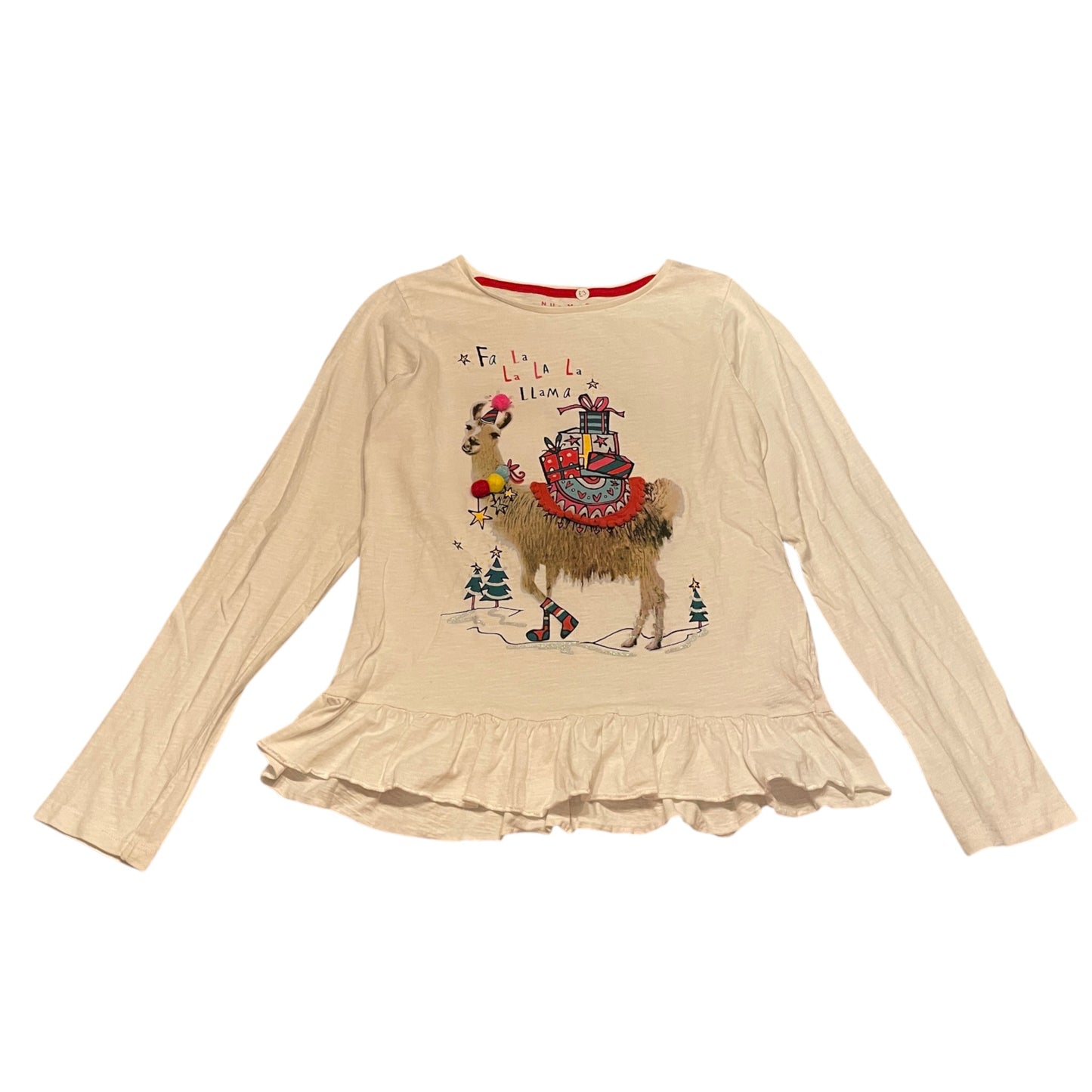 Nutmeg 11-12 years white t-shirt Fa la Llama cotton