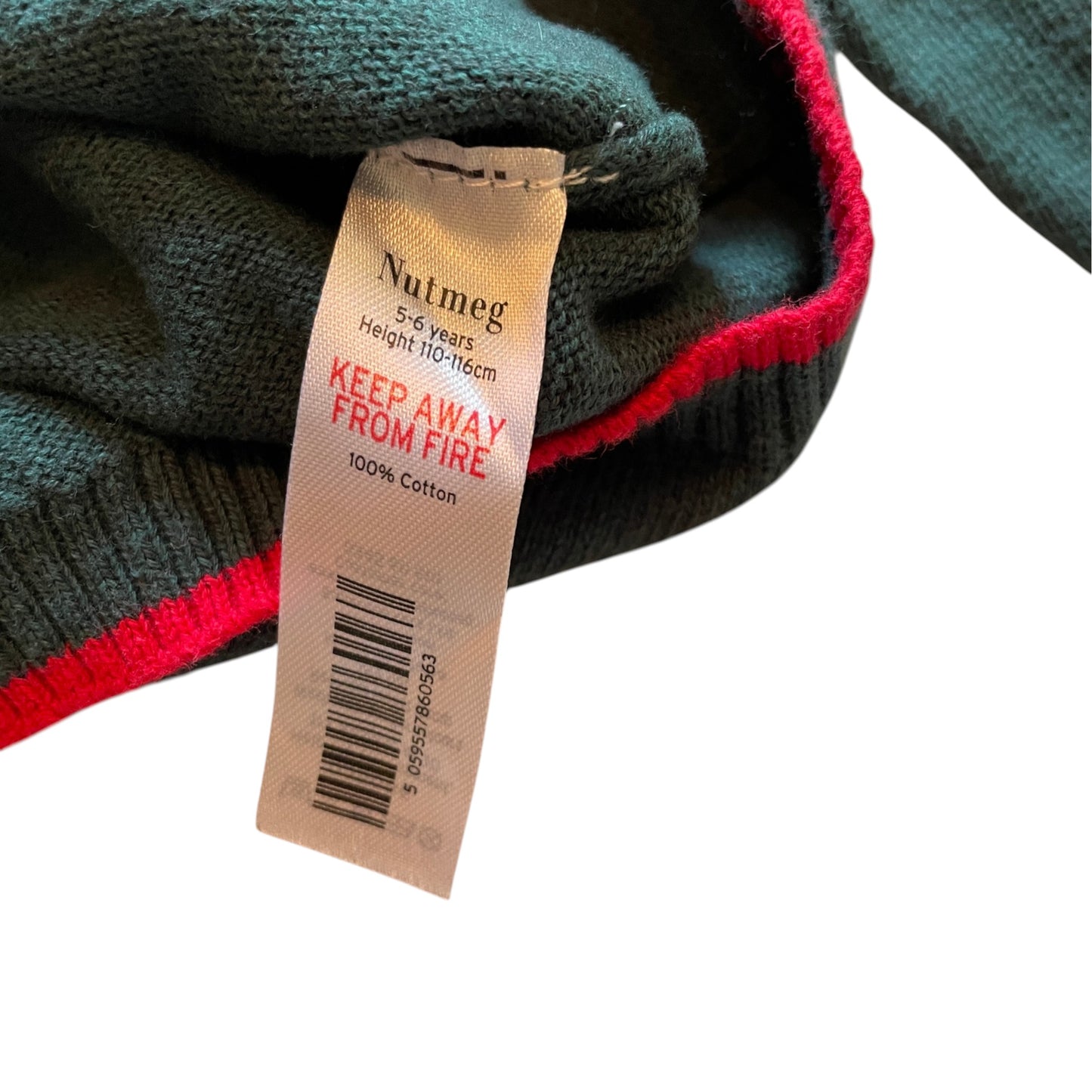 Nutmeg 5-6 years dark green knitted Christmas poloshirt cotton