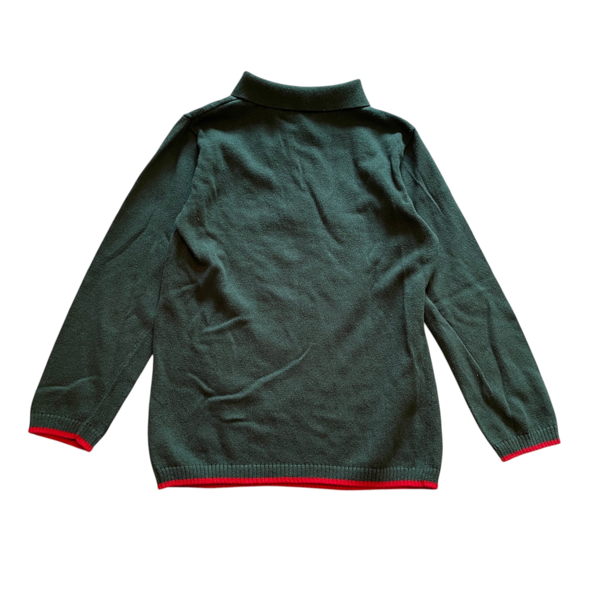 Nutmeg 5-6 years dark green knitted Christmas poloshirt cotton