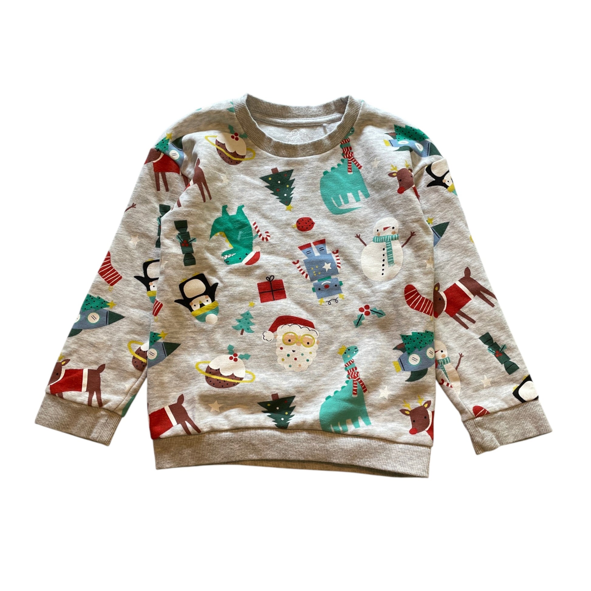 Nutmeg 5-6 years grey graphic Christmas sweater cotton polyester viscose