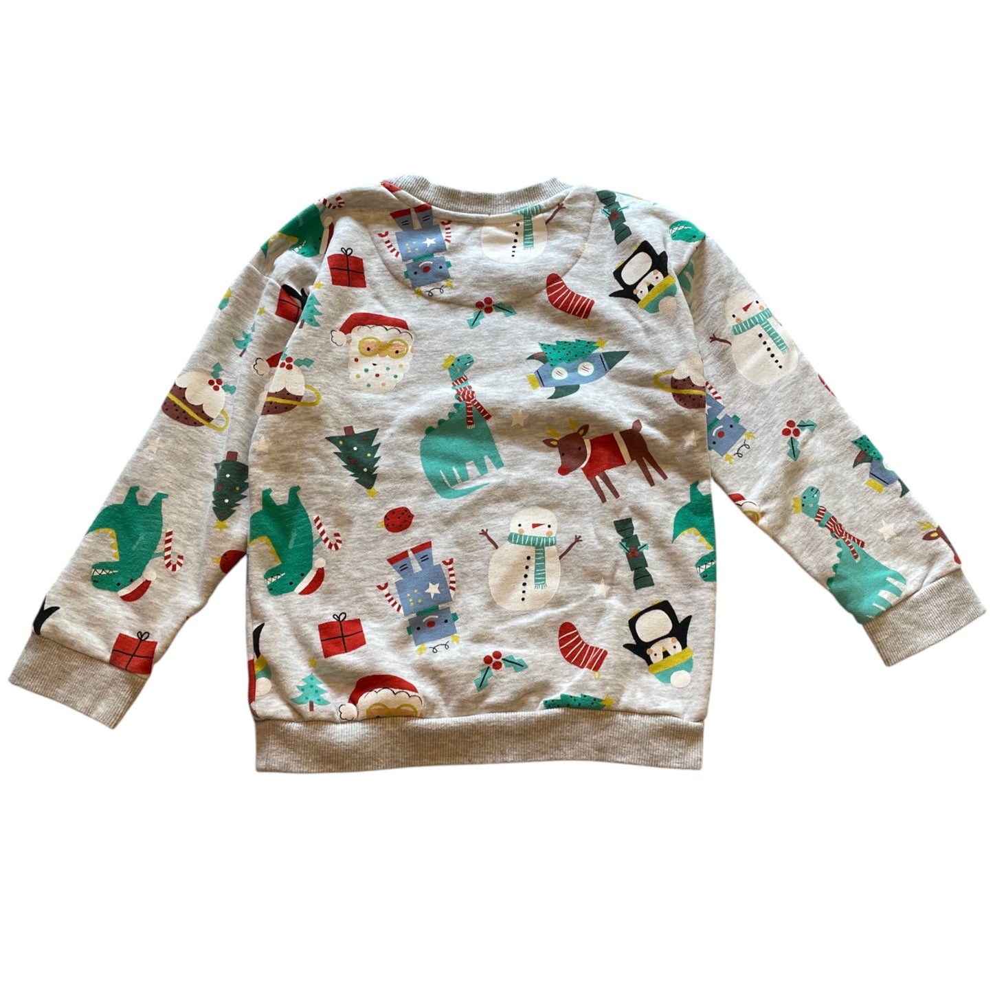 Nutmeg 5-6 years grey graphic Christmas sweater cotton polyester viscose