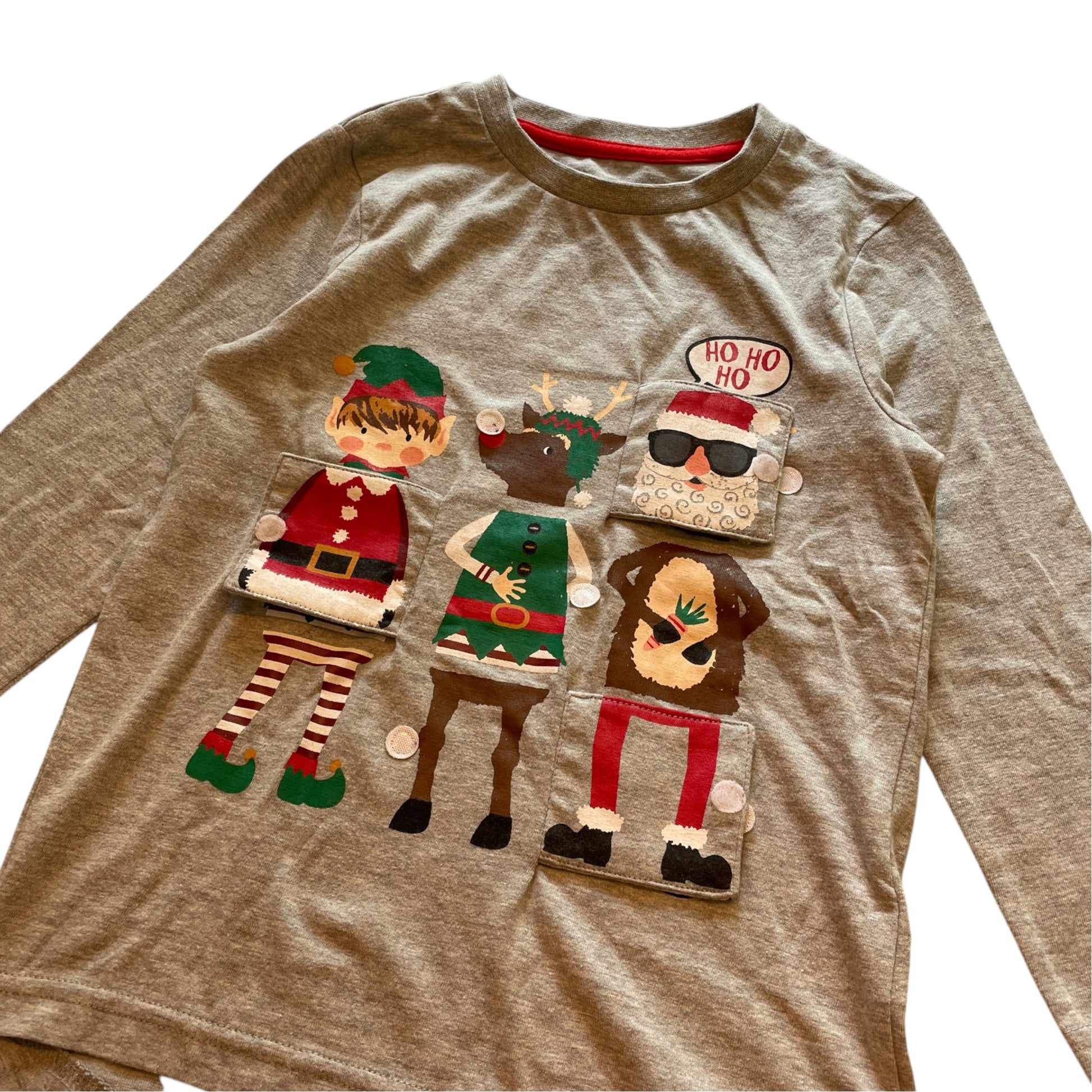 Nutmeg 5-6 years grey interactive Christmas t-shirt cotton polyester