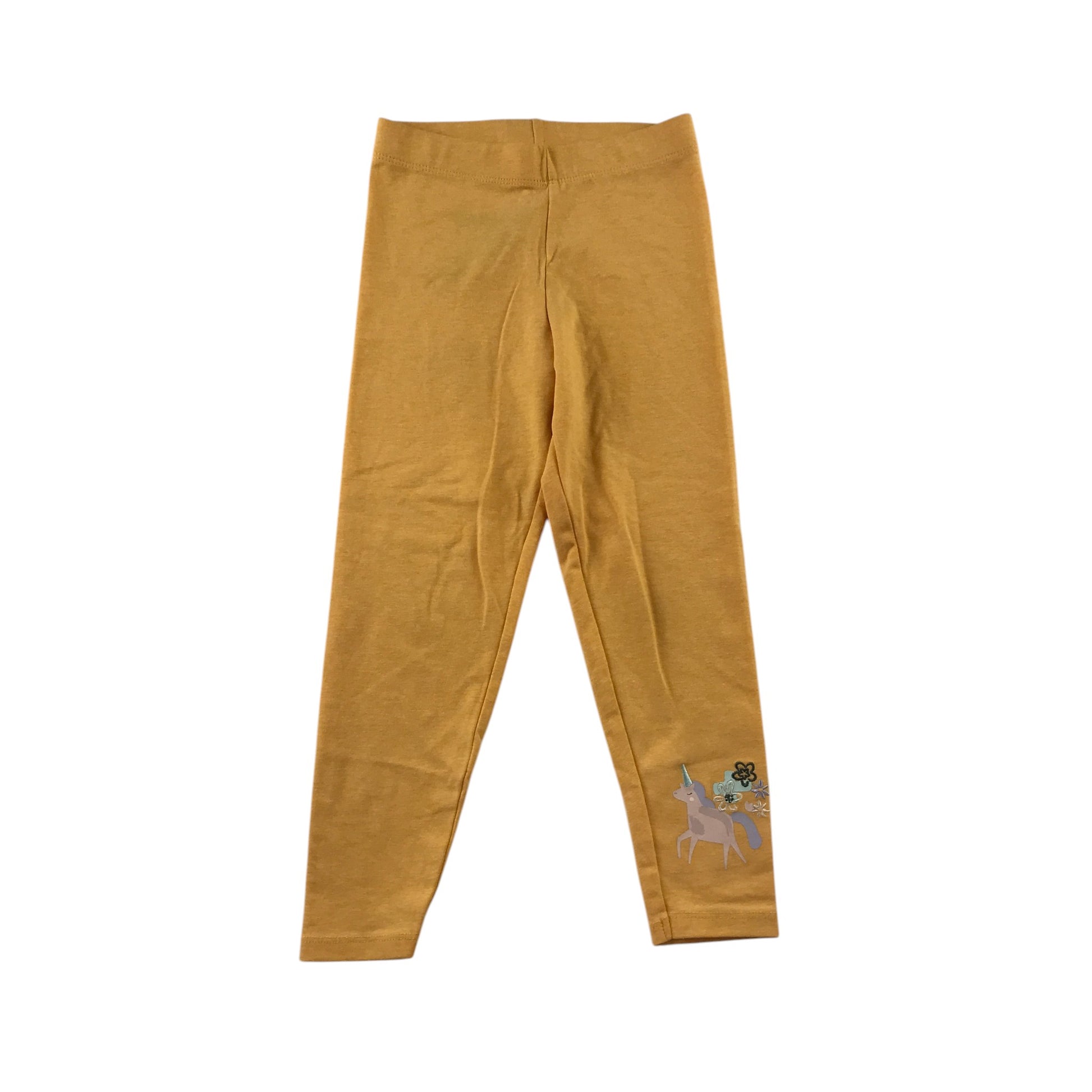 Nutmeg 5-6 years yellow leggings unicorn detail cotton polyester elastane