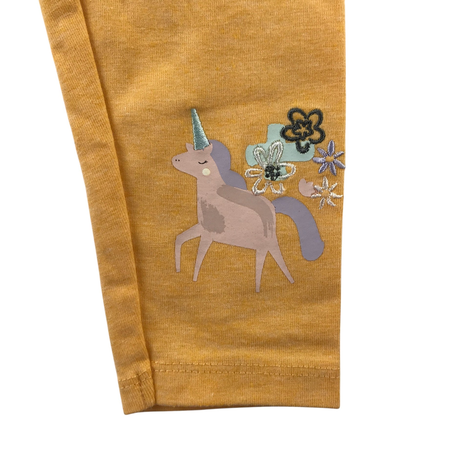 Nutmeg 5-6 years yellow leggings unicorn detail cotton polyester elastane
