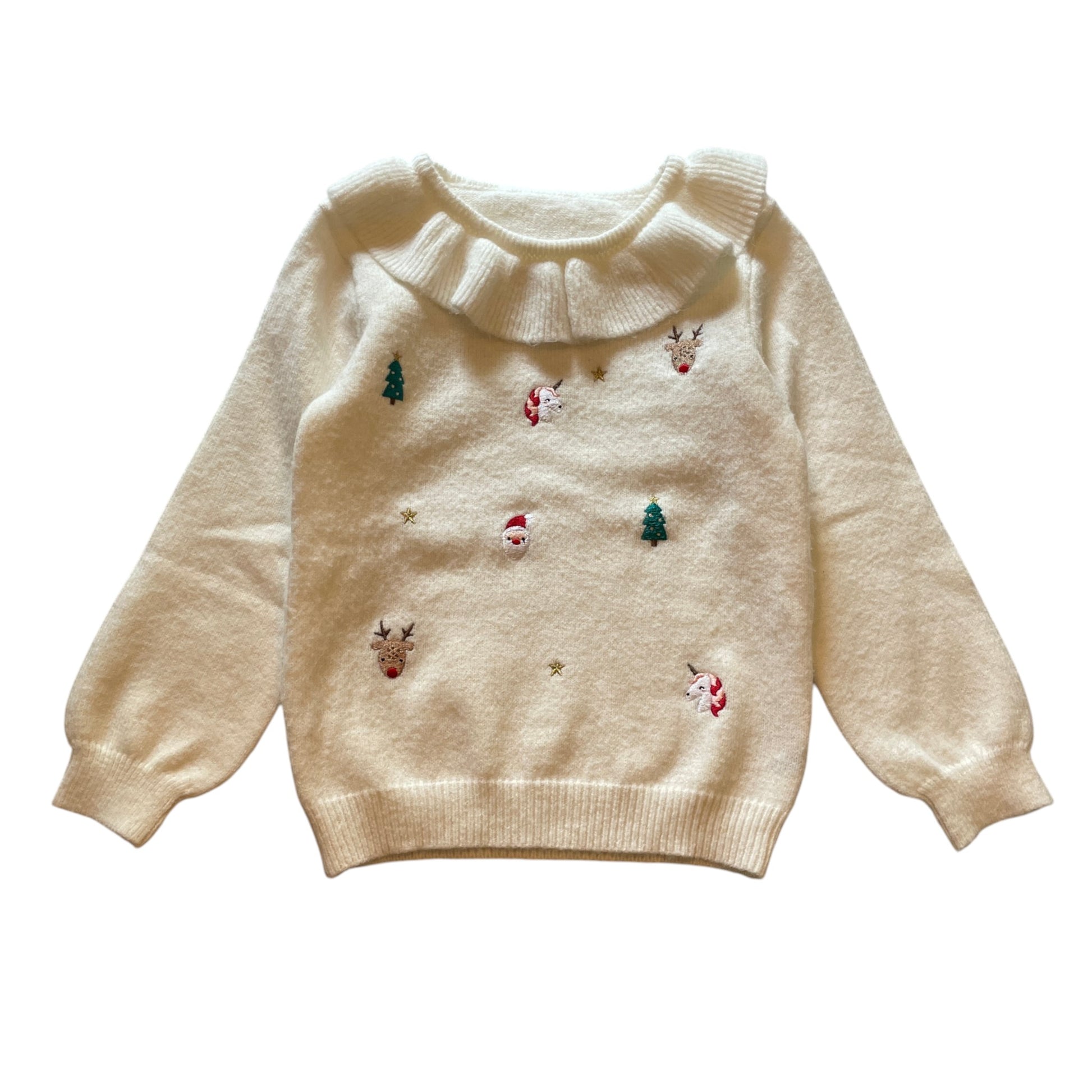 Nutmeg 6-7 years white frill collar Christmas jumper acrylic polyester