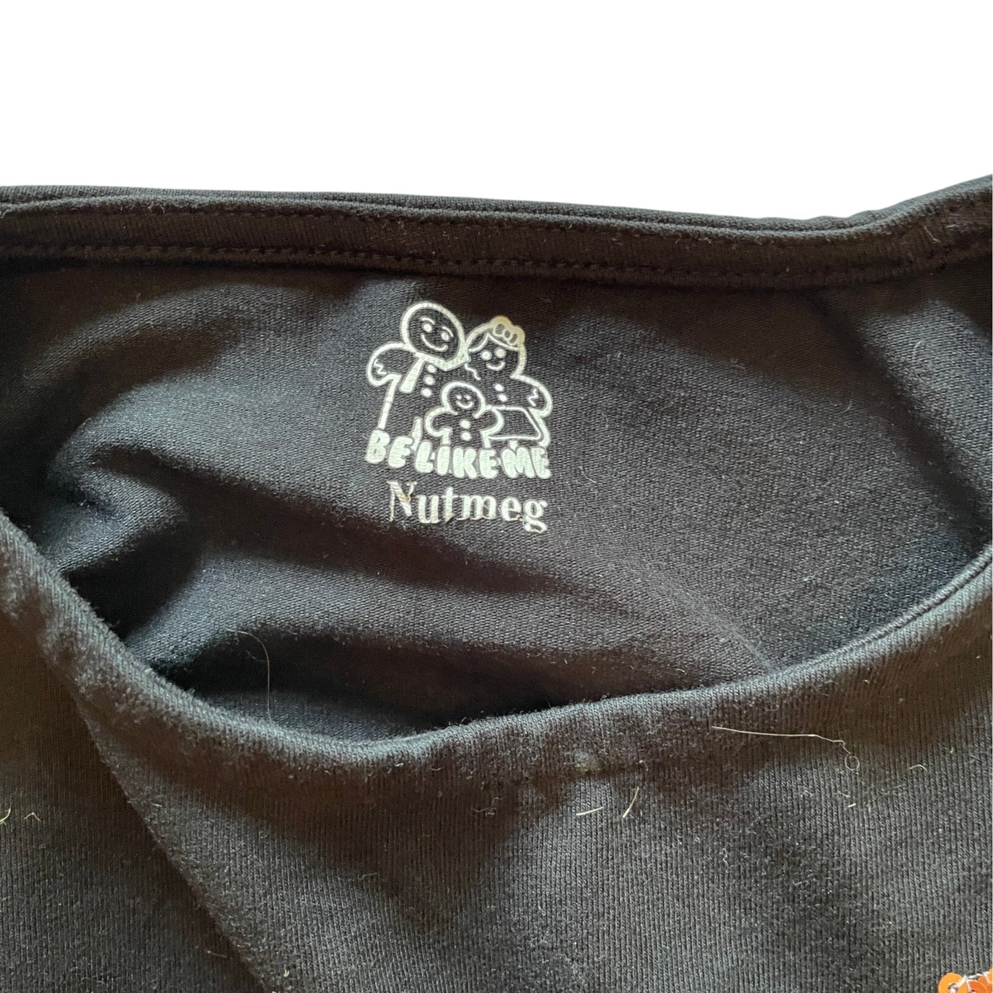 Nutmeg 7-8 years black t-shirt Christmas sequin gingerbread cotton elastane