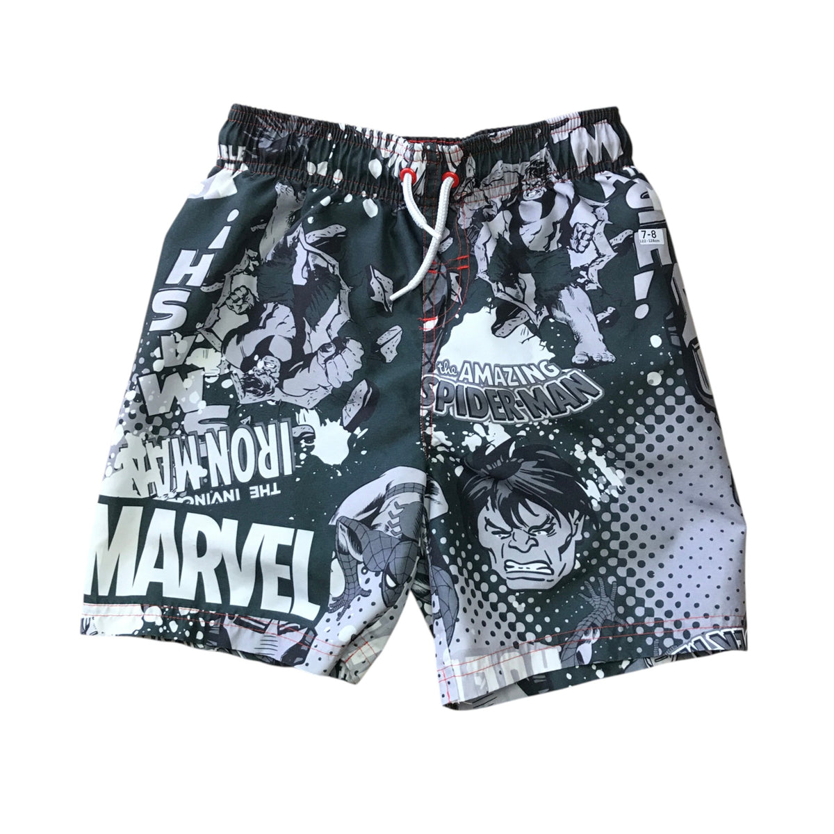 Nutmeg 7-8 years grey swim trunks Marvel superheroes polyester