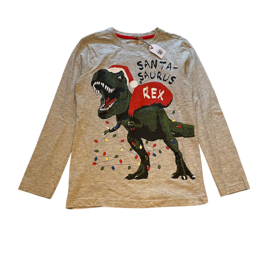 Nutmeg 8-9 years grey t-shirt Christmas Santasaurus Rex cotton viscose