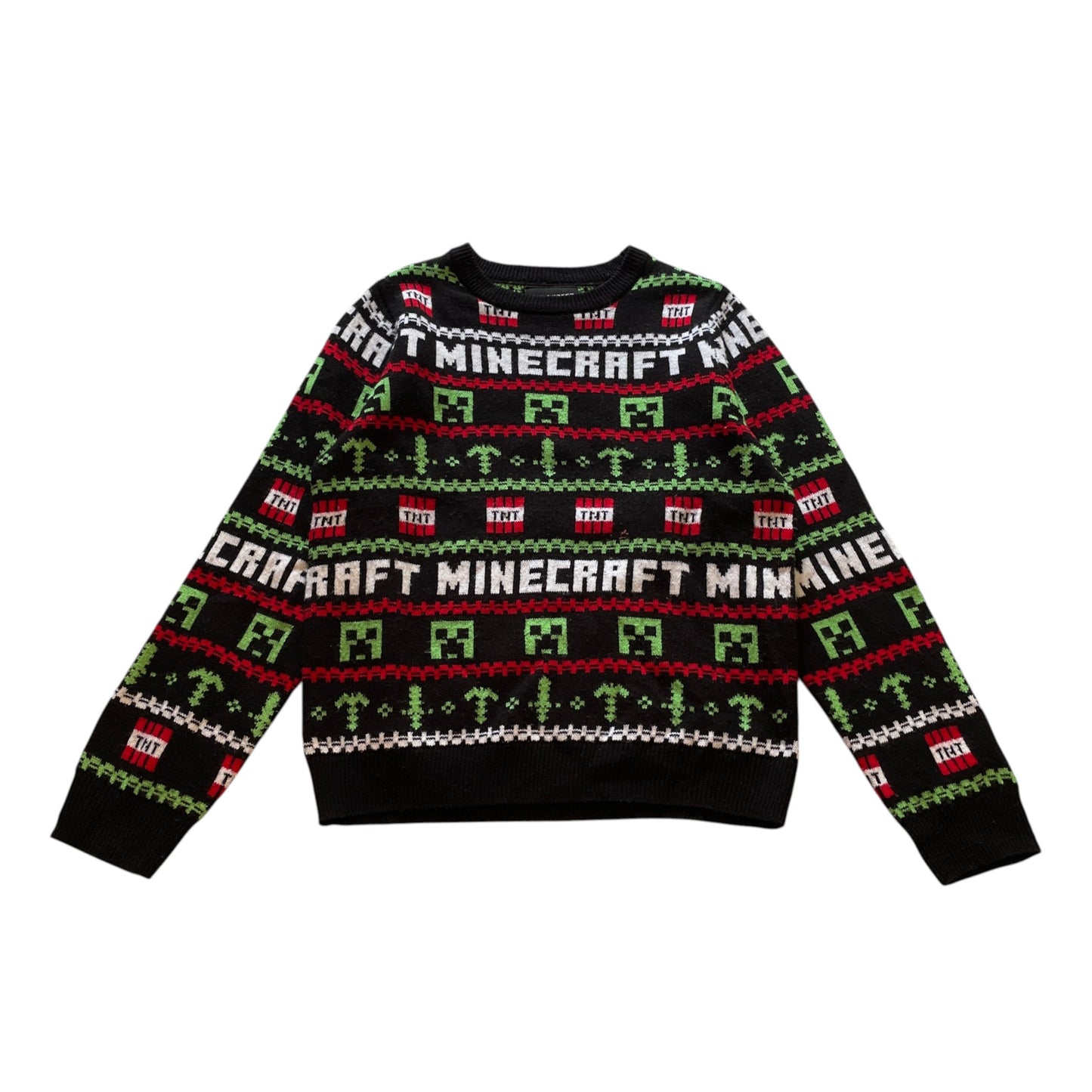 Nutmeg 8-9 years navy and green Minecraft Christmas jumper acrylic polyester