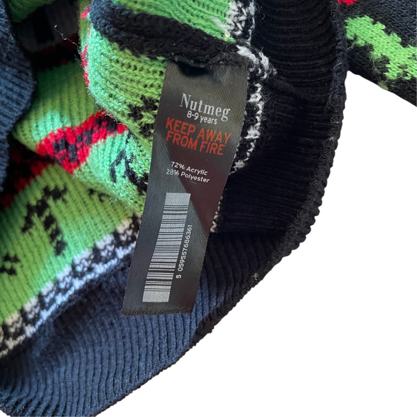 Nutmeg 8-9 years navy and green Minecraft Christmas jumper acrylic polyester