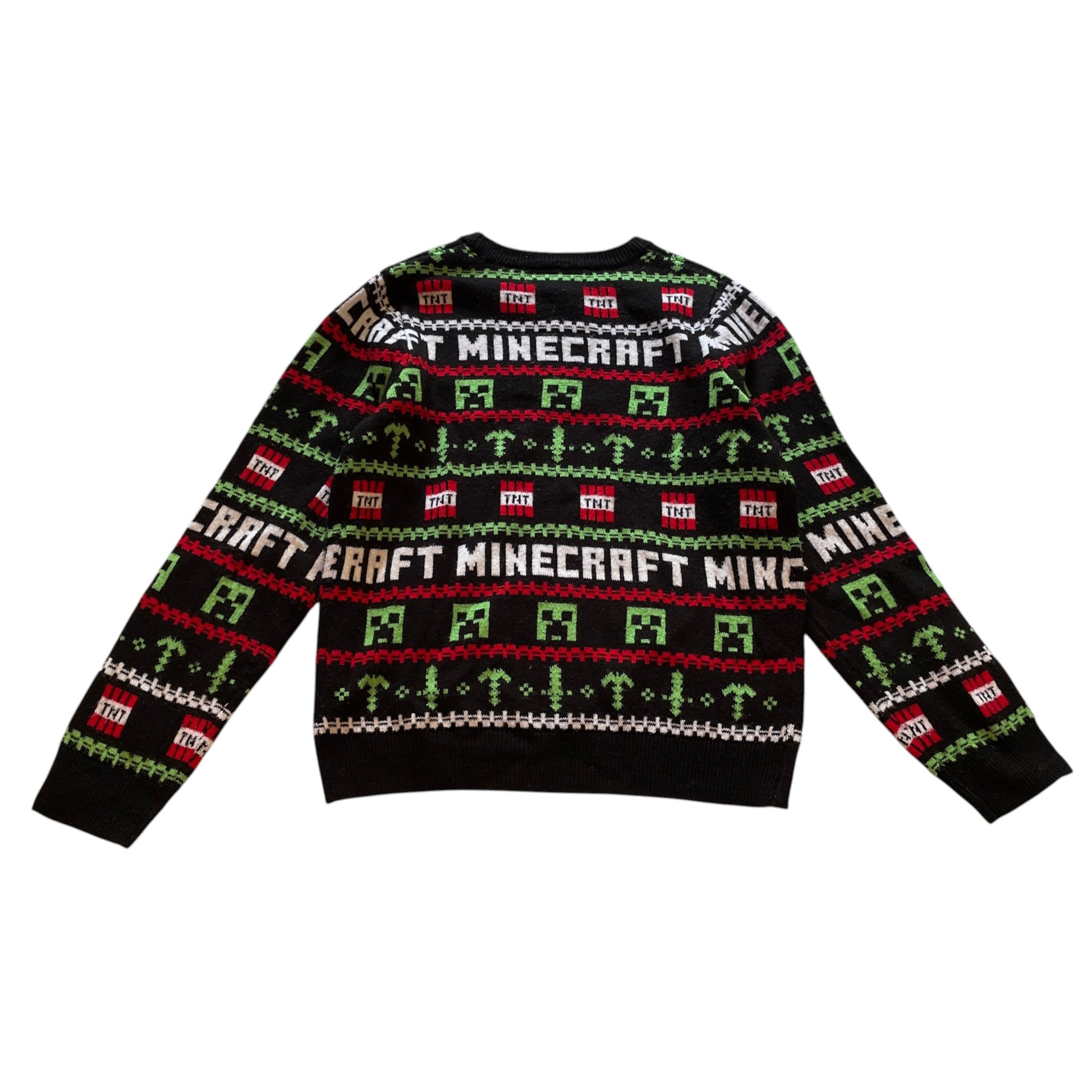 Nutmeg 8-9 years navy and green Minecraft Christmas jumper acrylic polyester
