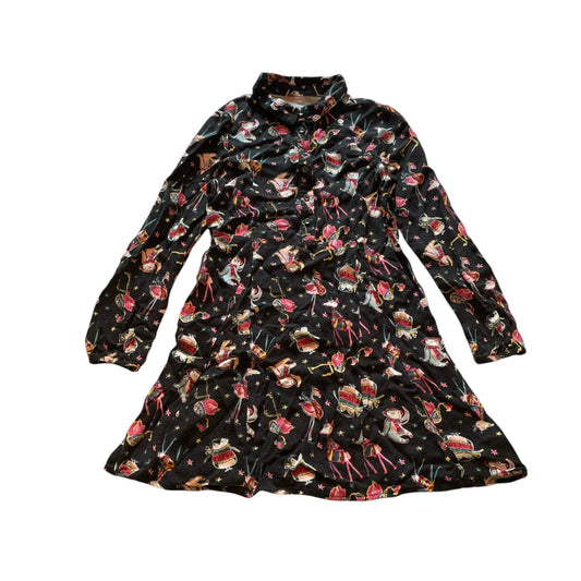Nutmeg 9-10 years black festive print viscose shirt dress