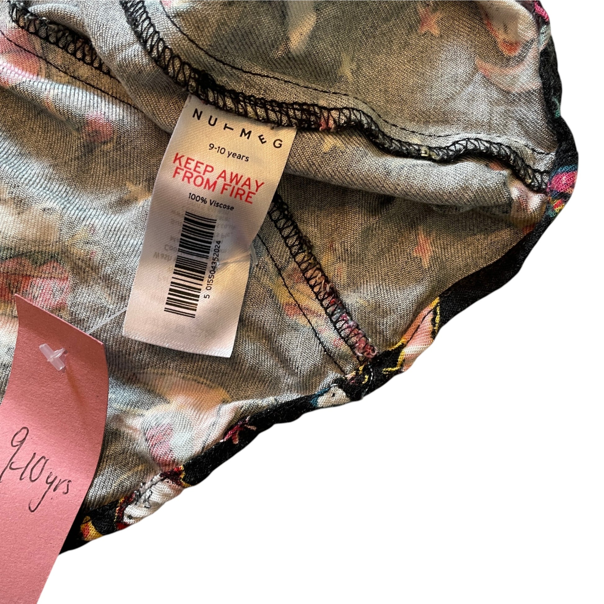 Nutmeg 9-10 years black festive print viscose shirt dress