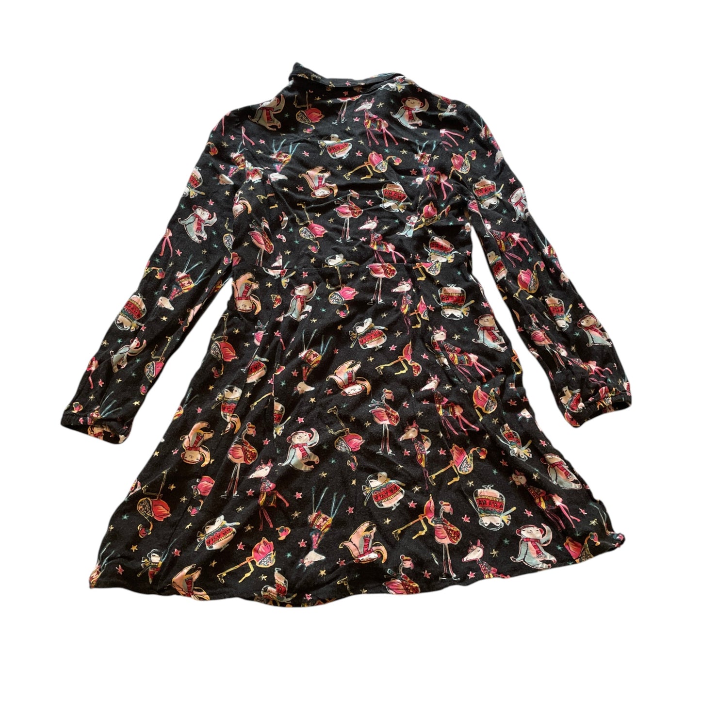 Nutmeg 9-10 years black festive print viscose shirt dress