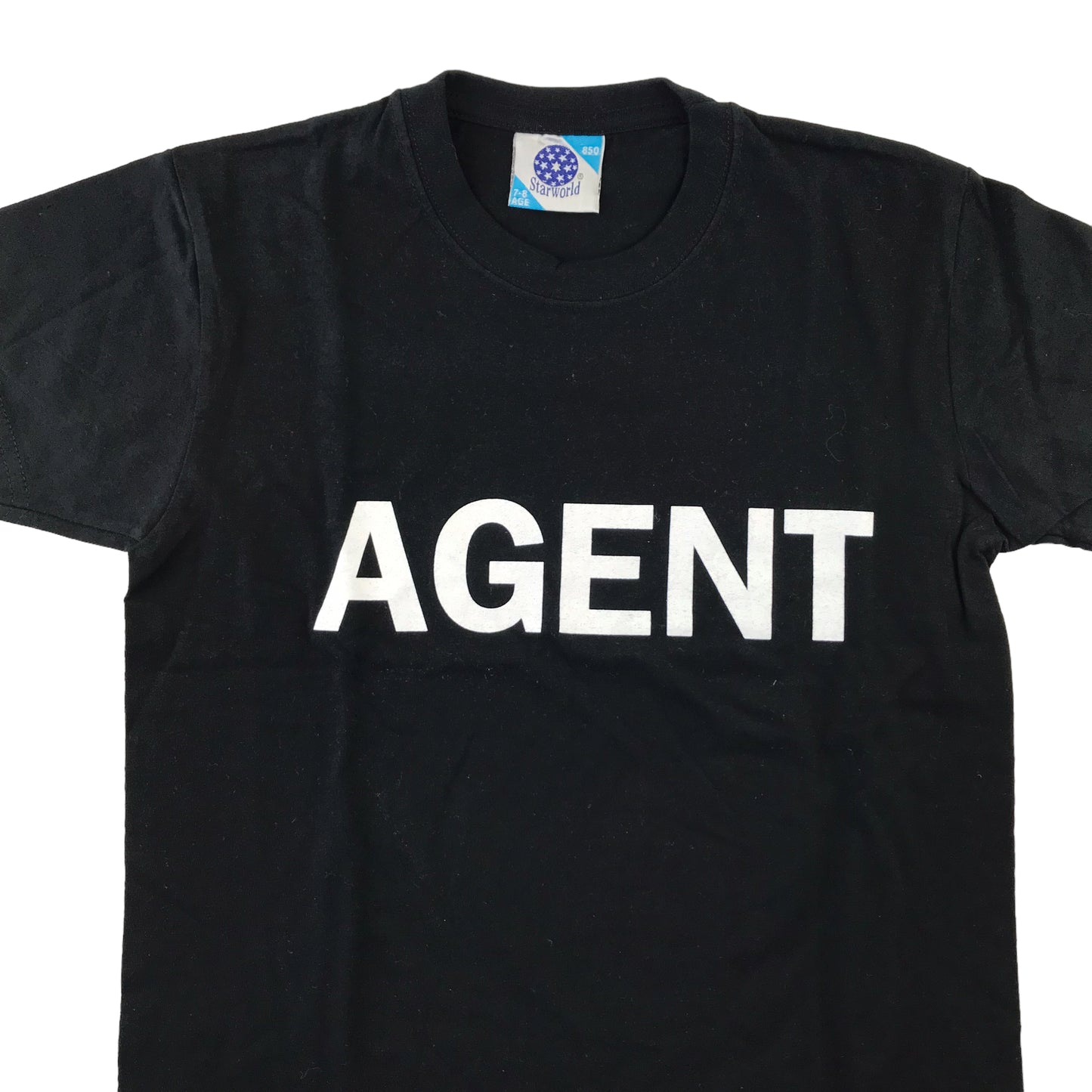 Star World t-shirt 7-8 years black AGENT print short sleeve cotton