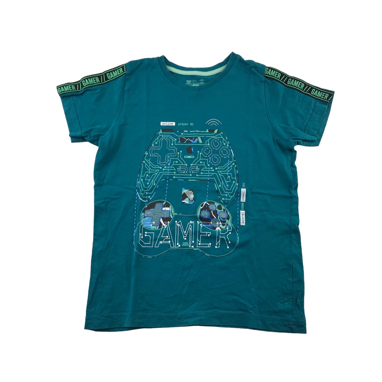 Matalan T-Shirt 10-11 Years Blue Gaming Controller Graphic Tee