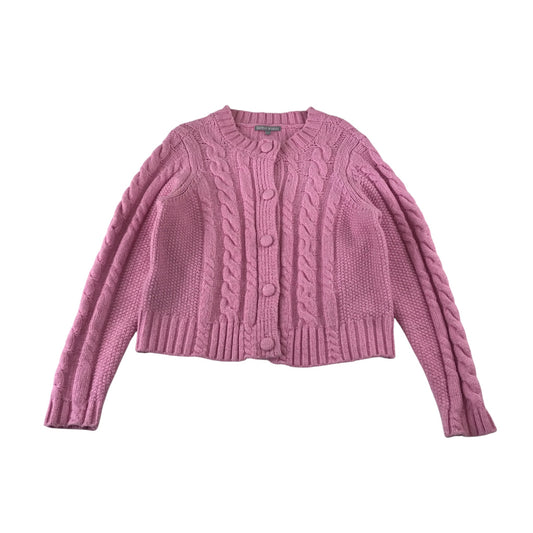Oliver Bonas size S pink cardigan knitted acrylic polyester polyamide