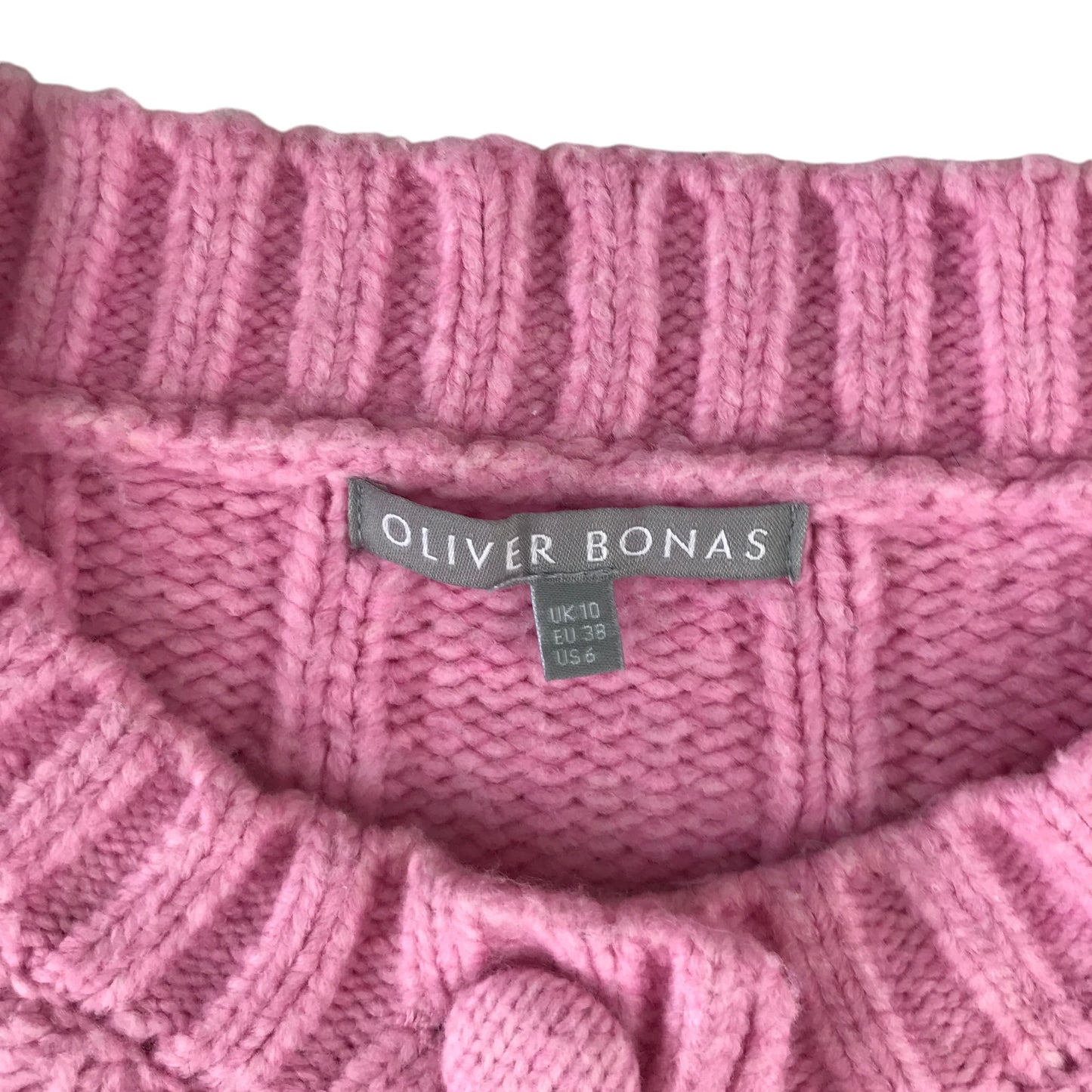 Oliver Bonas size S pink cardigan knitted acrylic polyester polyamide