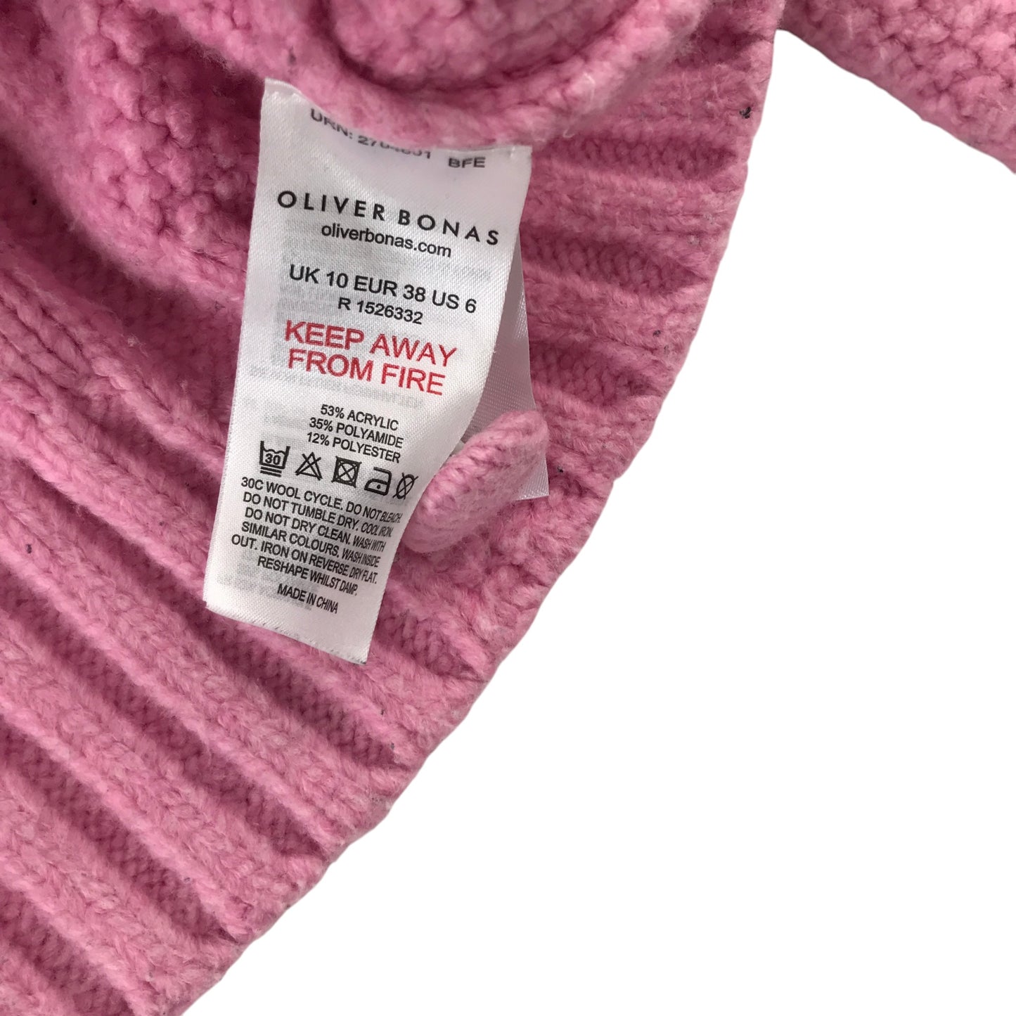 Oliver Bonas size S pink cardigan knitted acrylic polyester polyamide