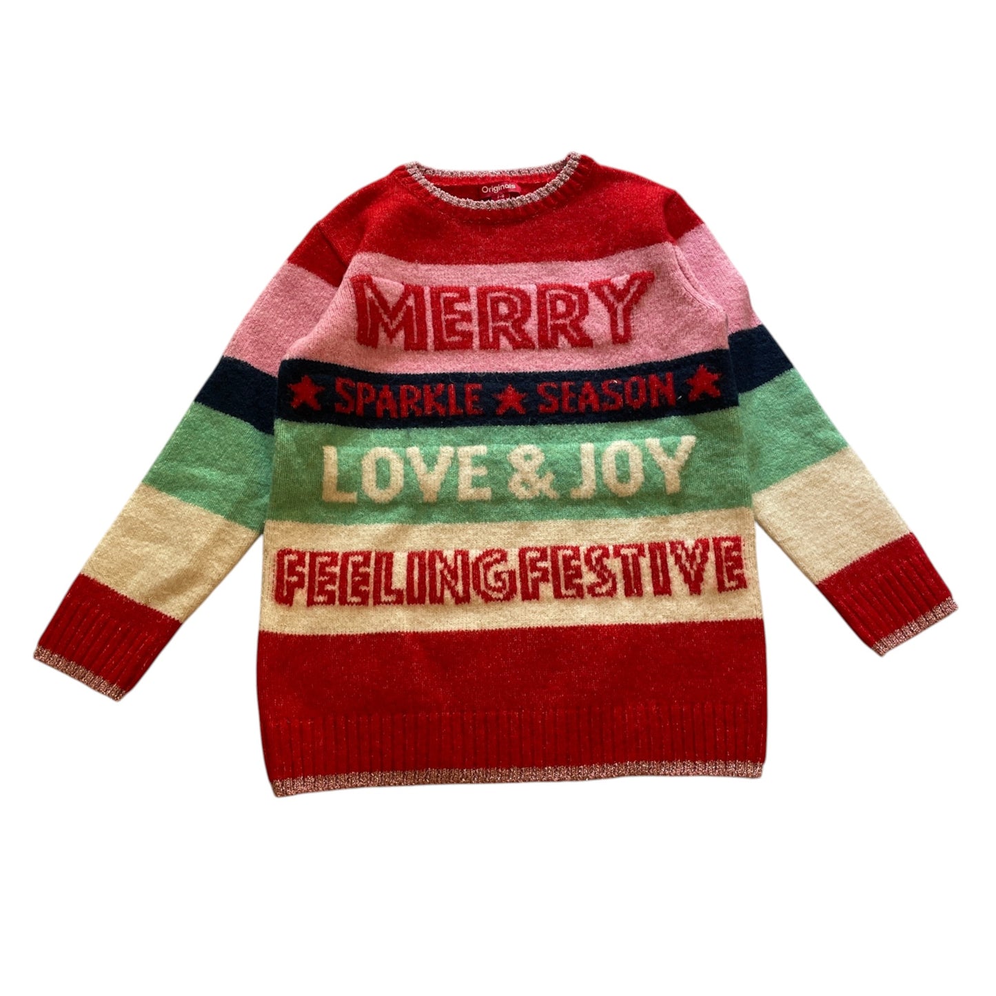 Originals 7-8 years multicolour stripy Christmas jumper polyester mix