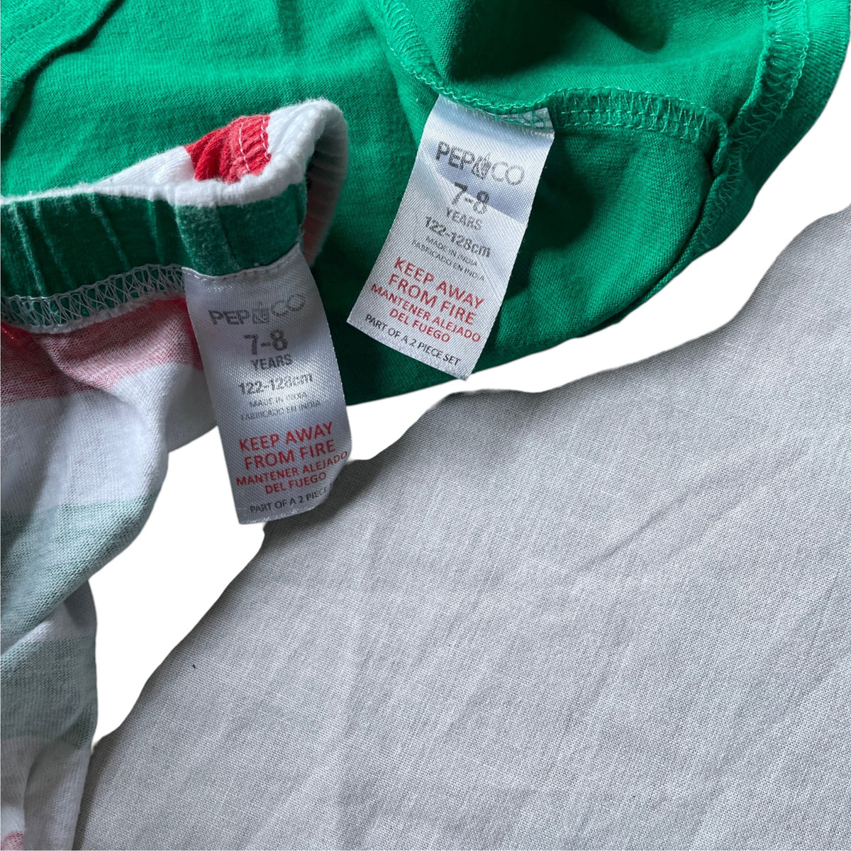PEP&Co 7-8 years green and red Christmas elf pyjama set cotton