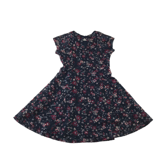 Primark Dress Age 5 Navy Blue Floral Lace Layered