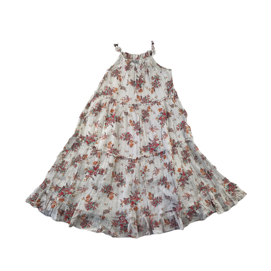 Matalan Dress Age 6 White Flared A-line Floral Pattern
