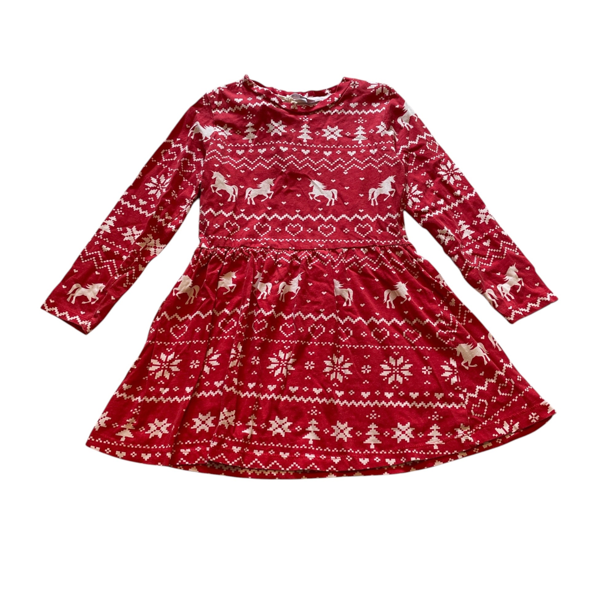 Pep&Co 5-6 years red festive print cotton dress
