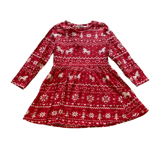 Pep&Co 5-6 years red festive print cotton dress