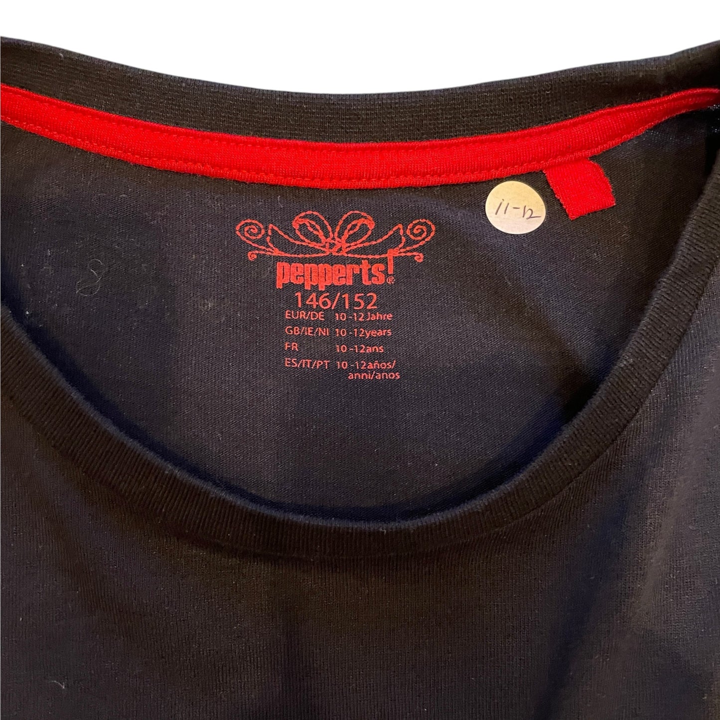 Pepperts! 11-12 years navy blue t-shirt Christmas candy cane cotton