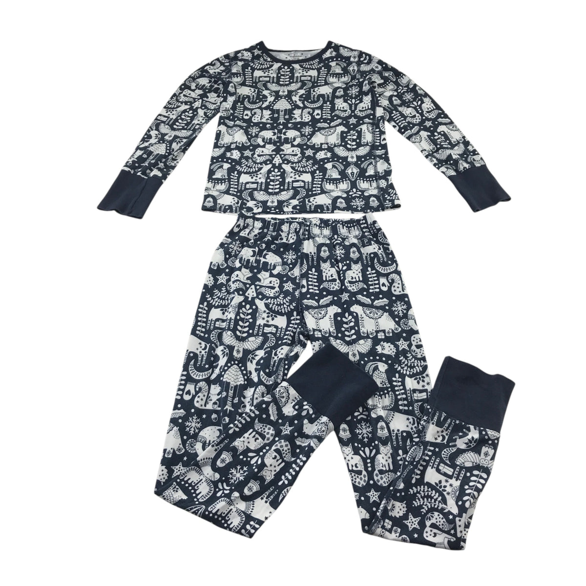 Polarn O. Pyret 8-10 years blue festive print pyjama set organic cotton elastane