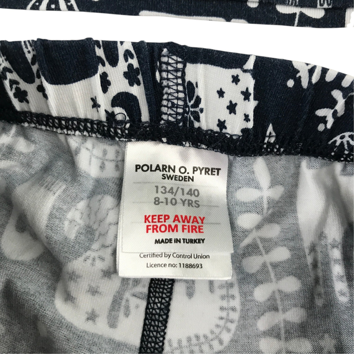 Polarn O. Pyret 8-10 years blue festive print pyjama set organic cotton elastane