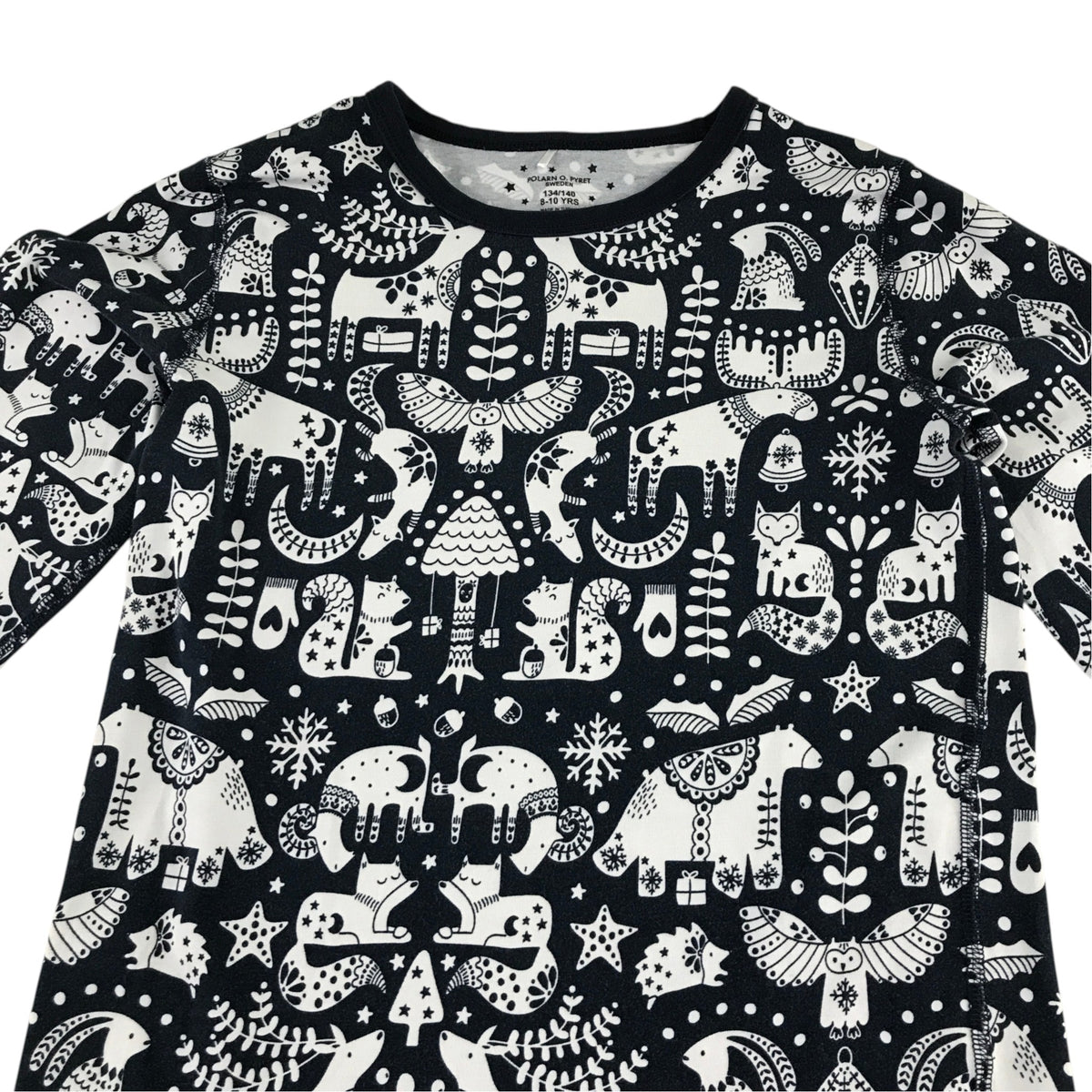 Polarn O. Pyret 8-10 years blue festive print pyjama set organic cotton elastane